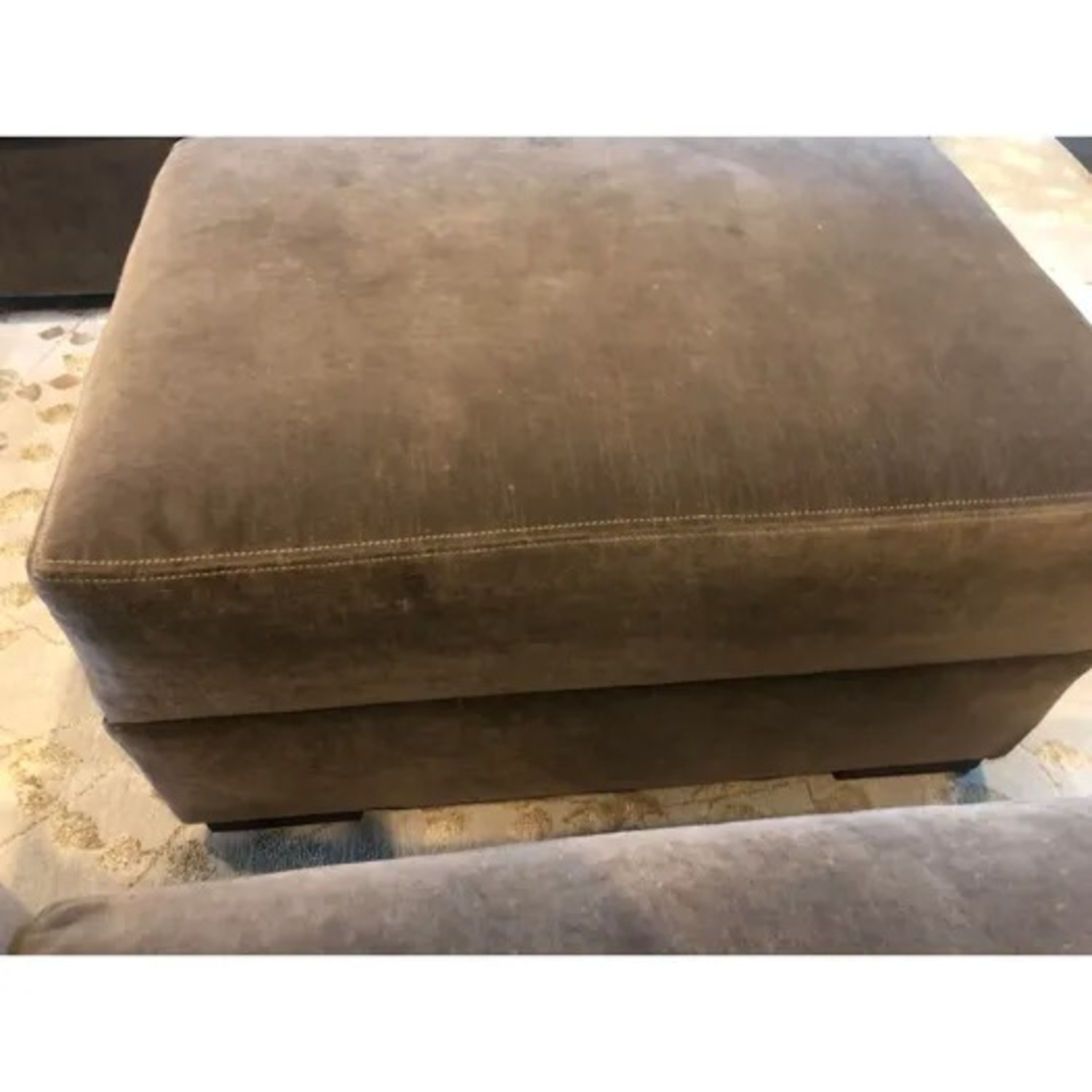 Restoration Hardware Maxwell Light Brown Velvet Ottomans - image-3