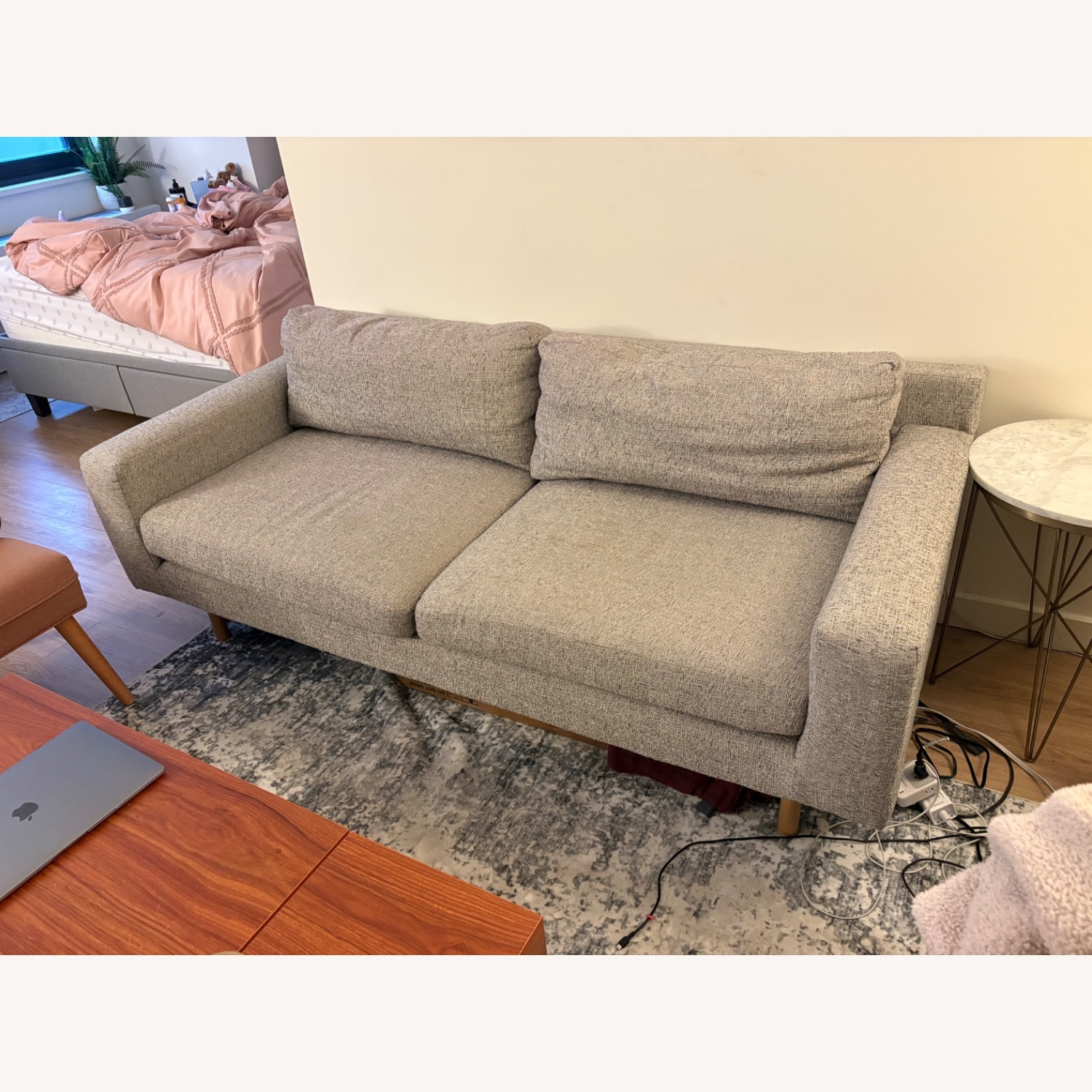 West Elm Eddy Light Gray Fabric 2 Seater Sofa - image-2