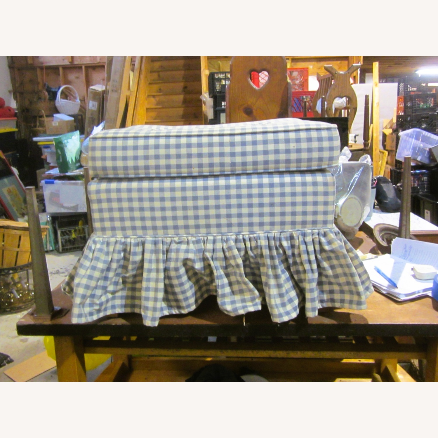 Vintage/Antique Fabric Ottoman - image-1