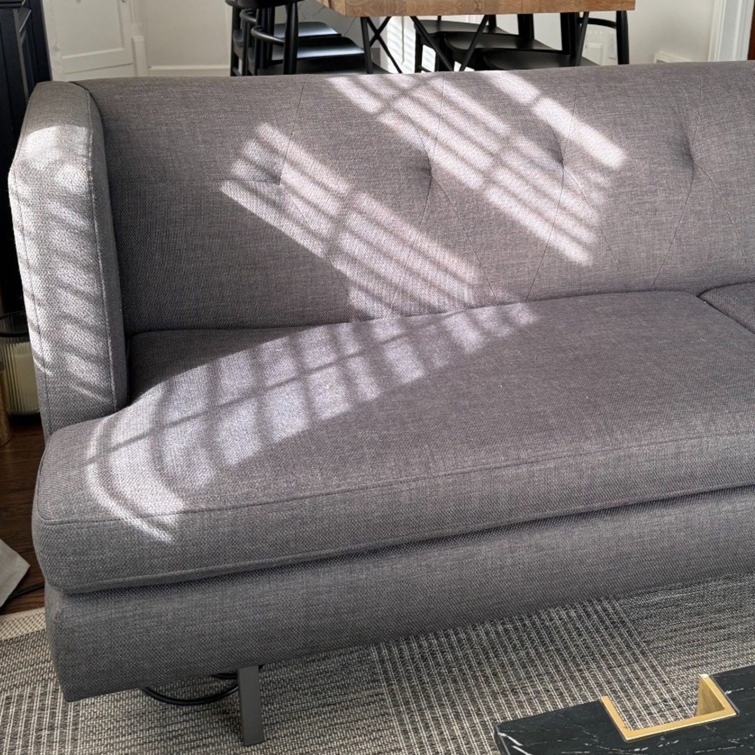 CB2 Avec Dark Gray Fabric 3+ Seater MCM Sofa - image-3