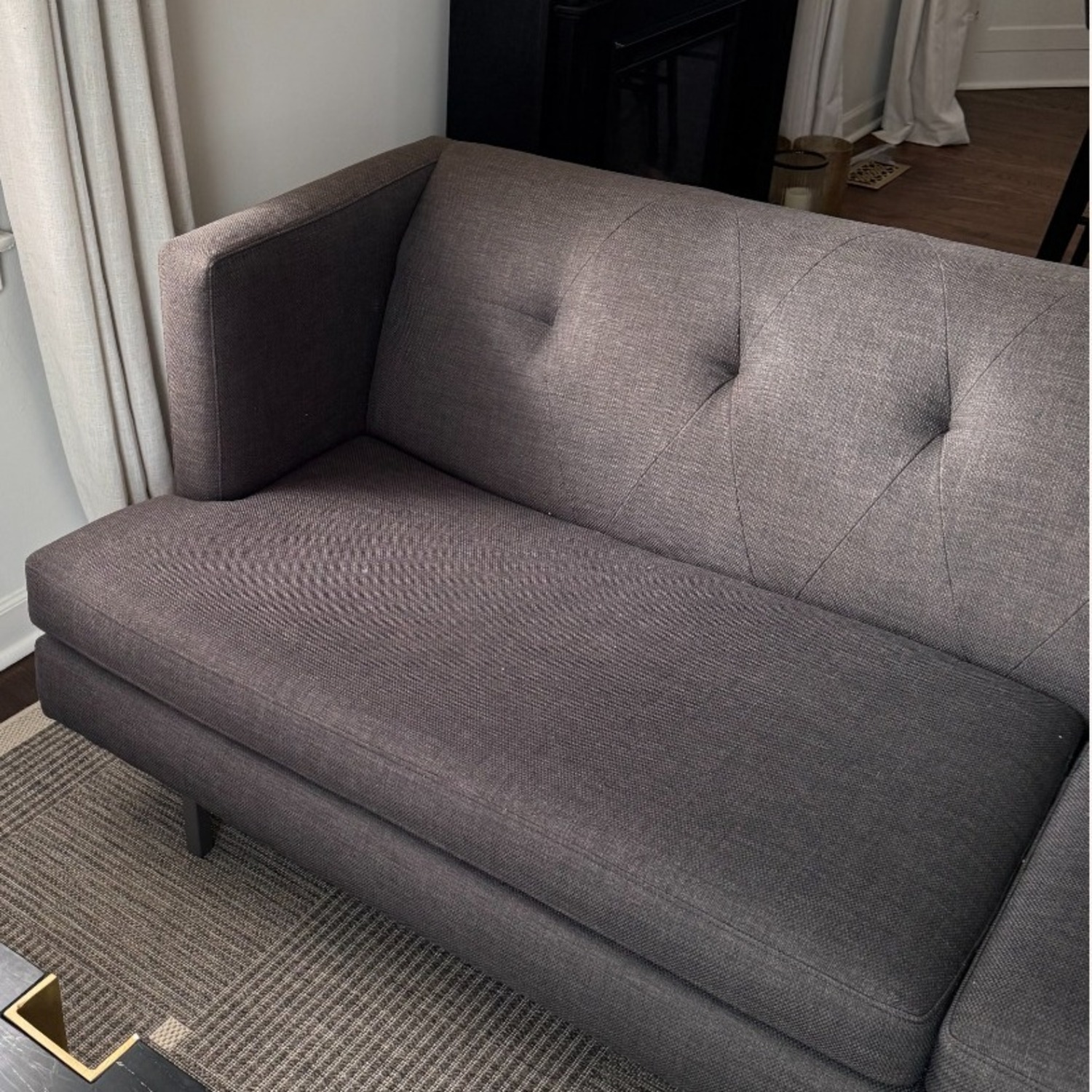 CB2 Avec Dark Gray Fabric 3+ Seater MCM Sofa - image-1