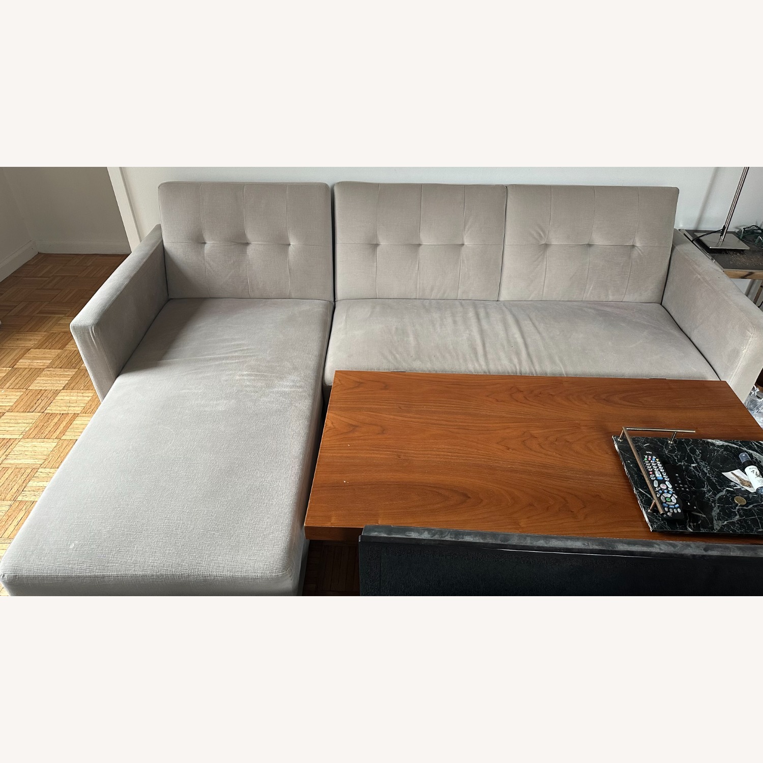 Natural Fabric 2 Piece Sectional with Storage - image-6