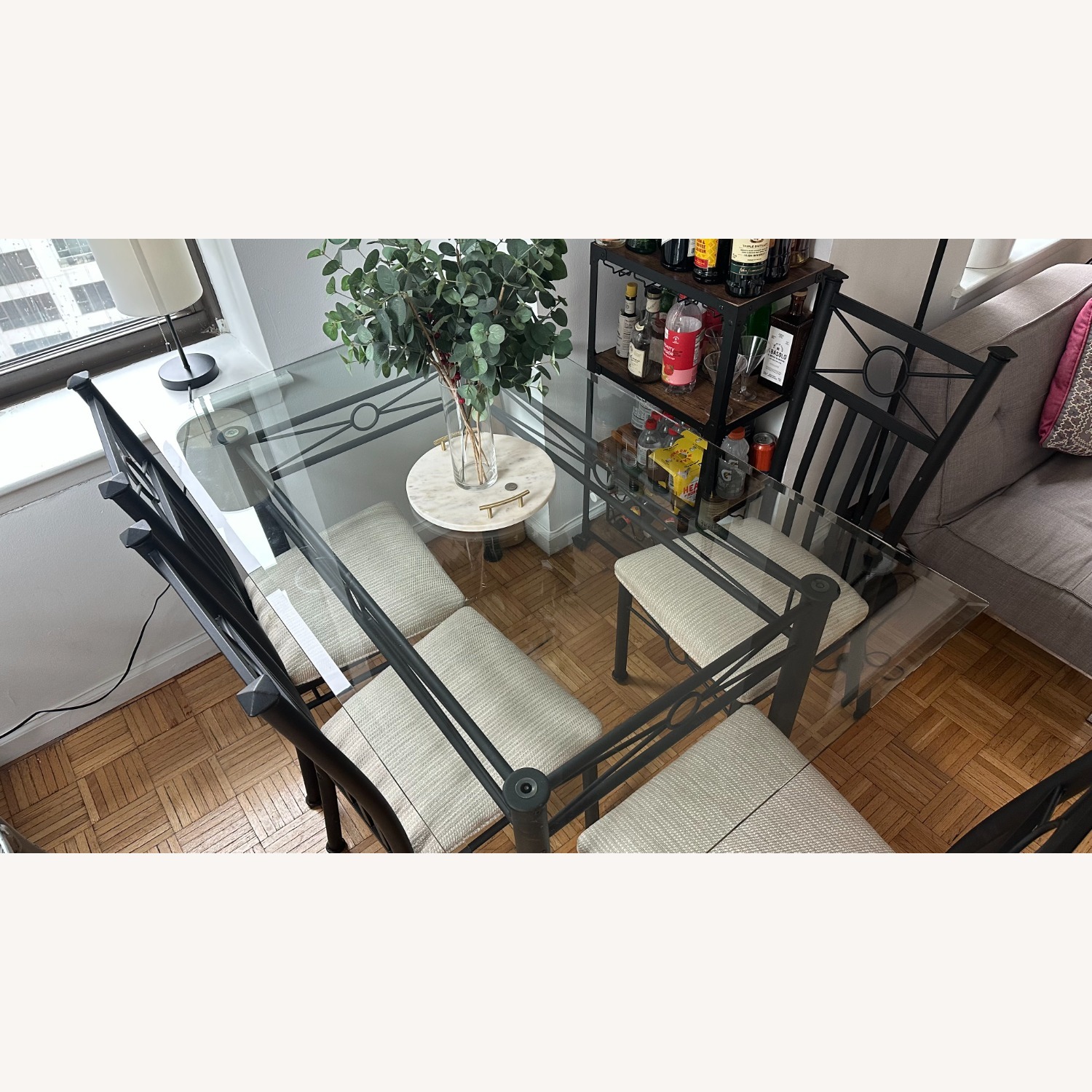 Black Frame Glass Dining Sets (4 Chairs) - image-2