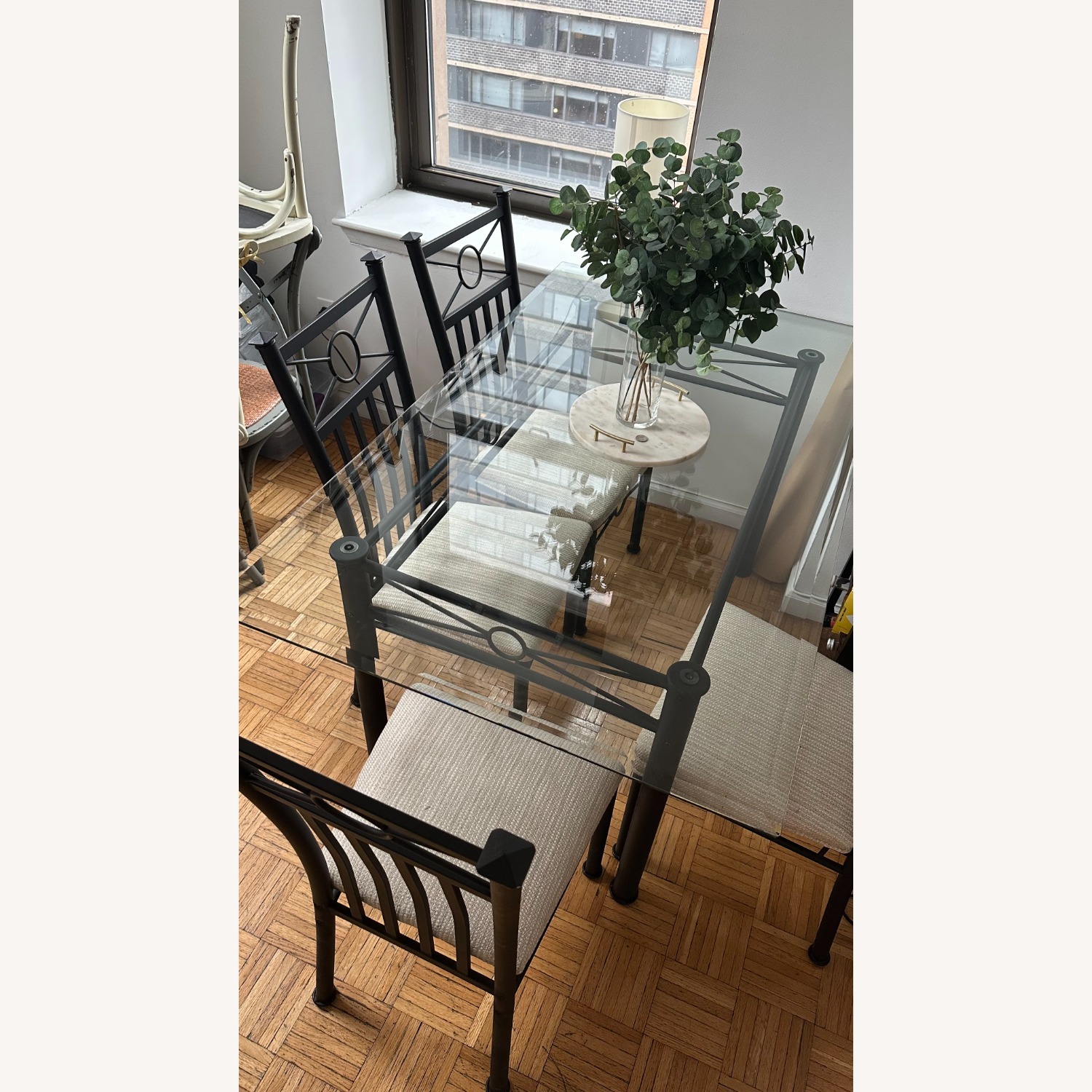 Black Frame Glass Dining Sets (4 Chairs) - image-1