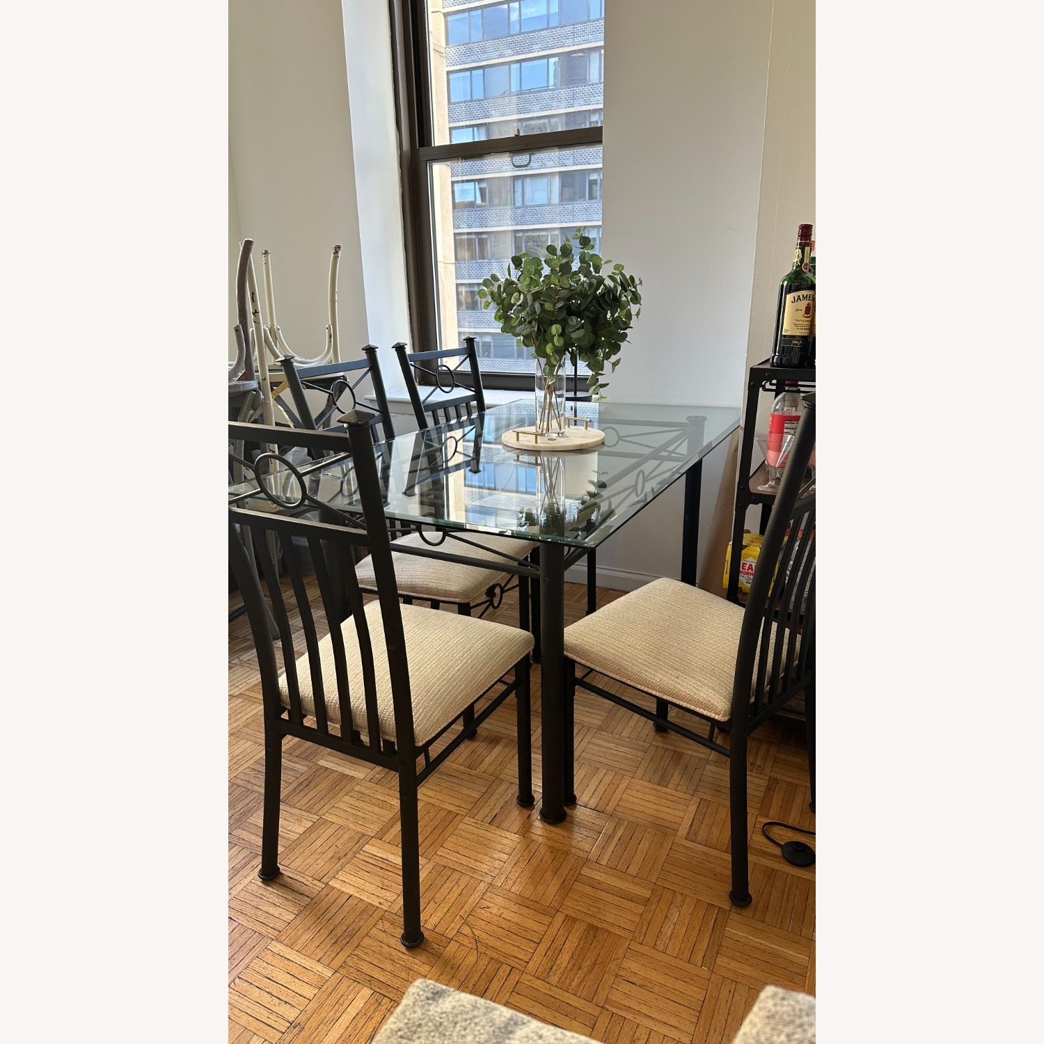 Black Frame Glass Dining Sets (4 Chairs) - image-3