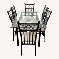 Black Frame Glass Dining Sets (4 Chairs)