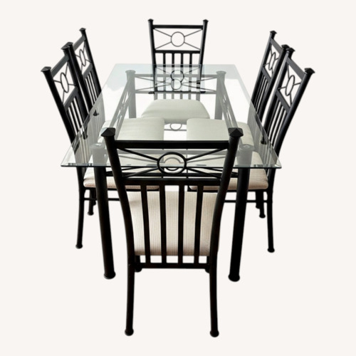 Used Black Frame Glass Dining Sets (4 Chairs) for sale on AptDeco