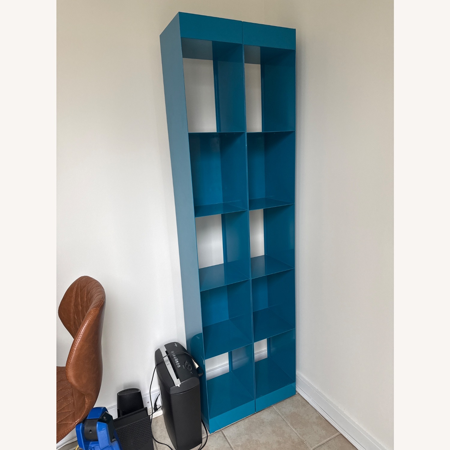 CB2 Blue Metal Bookcase - image-3