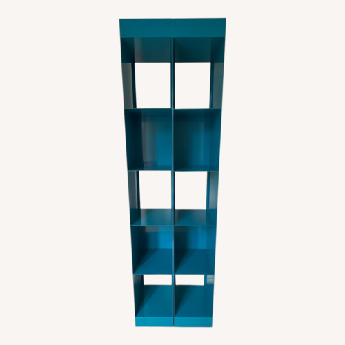 Used CB2 Blue Metal Bookcase for sale on AptDeco