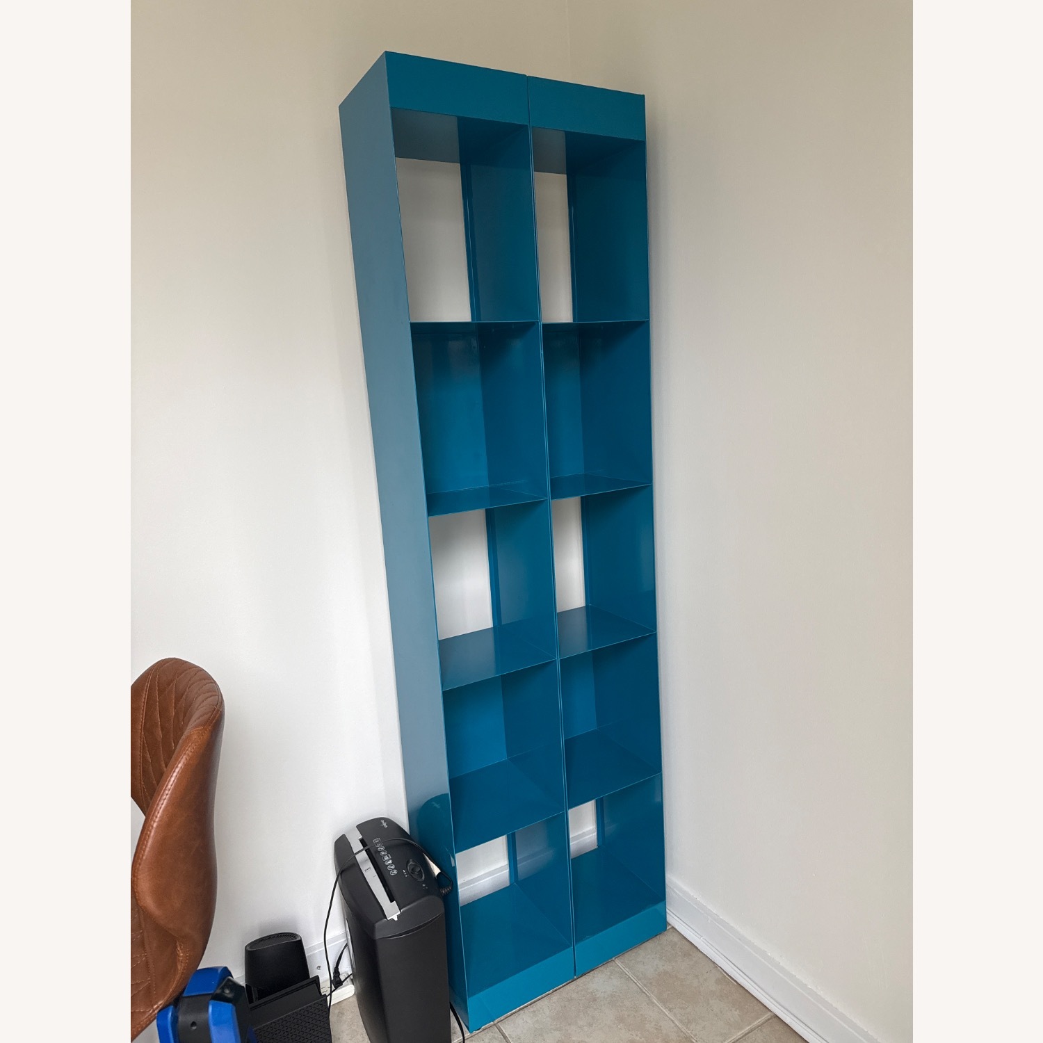 CB2 Blue Metal Bookcase - image-2