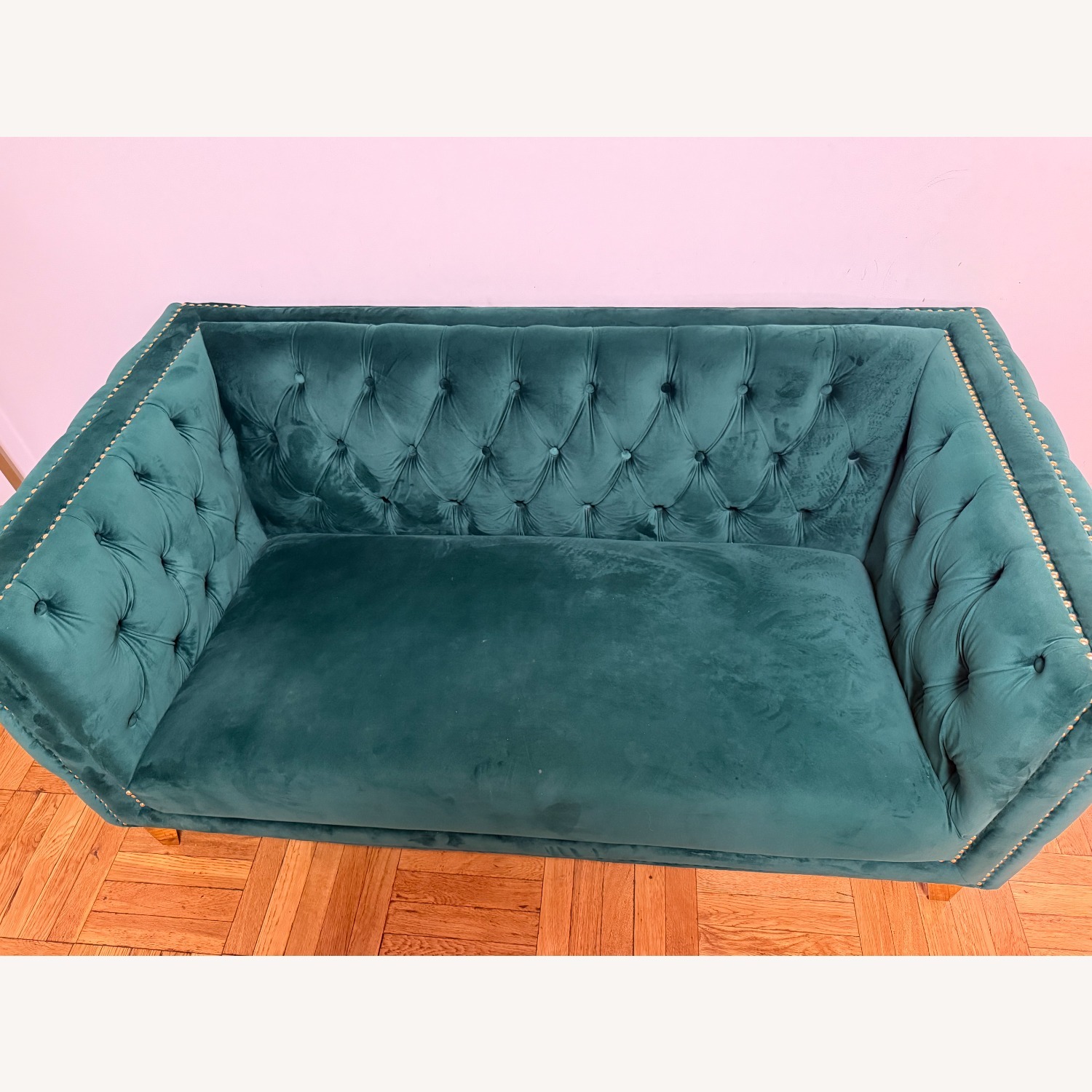 Vintage/Antique Green Loveseat - image-1