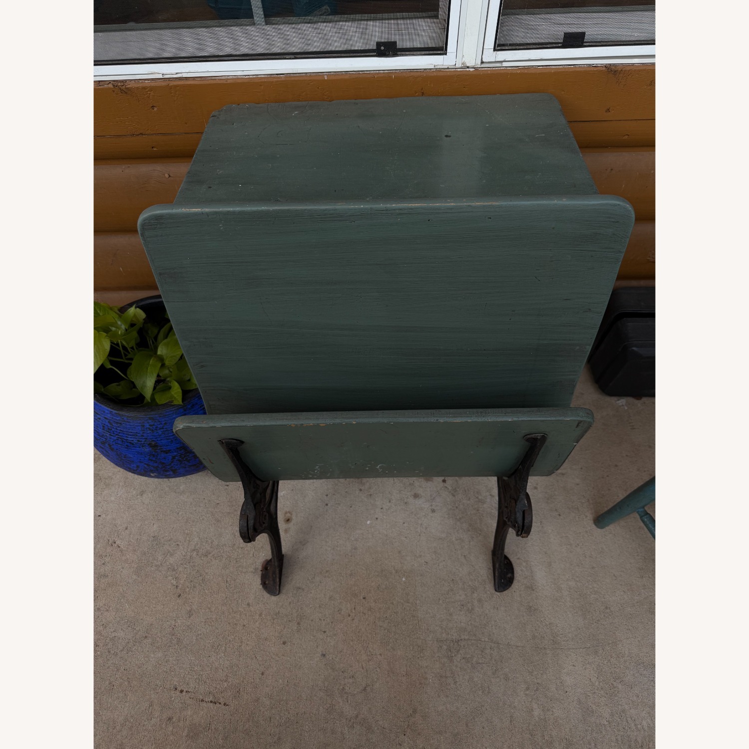 Vintage/Antique Blue Wood Desk - image-2