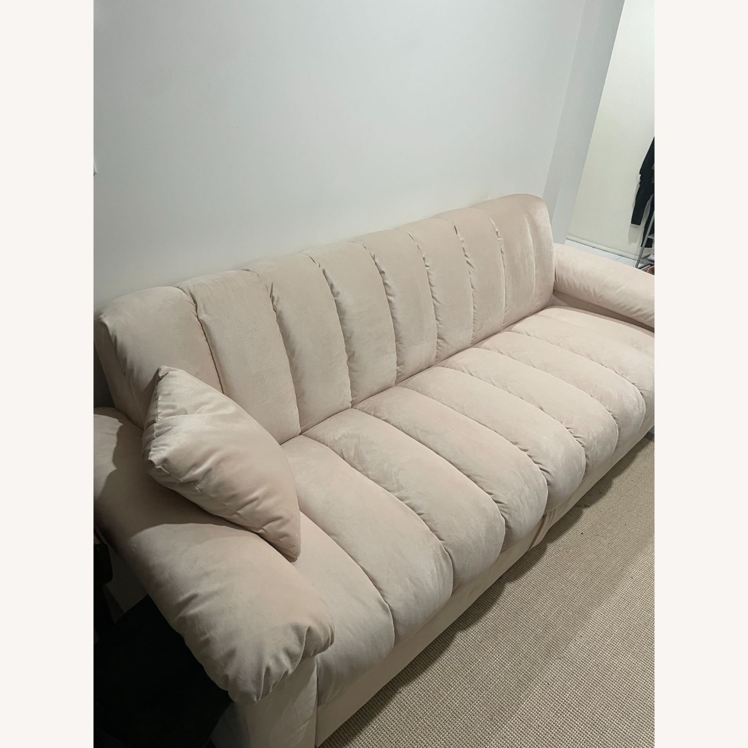 Beige Velvet Futon with Under Storage - image-2