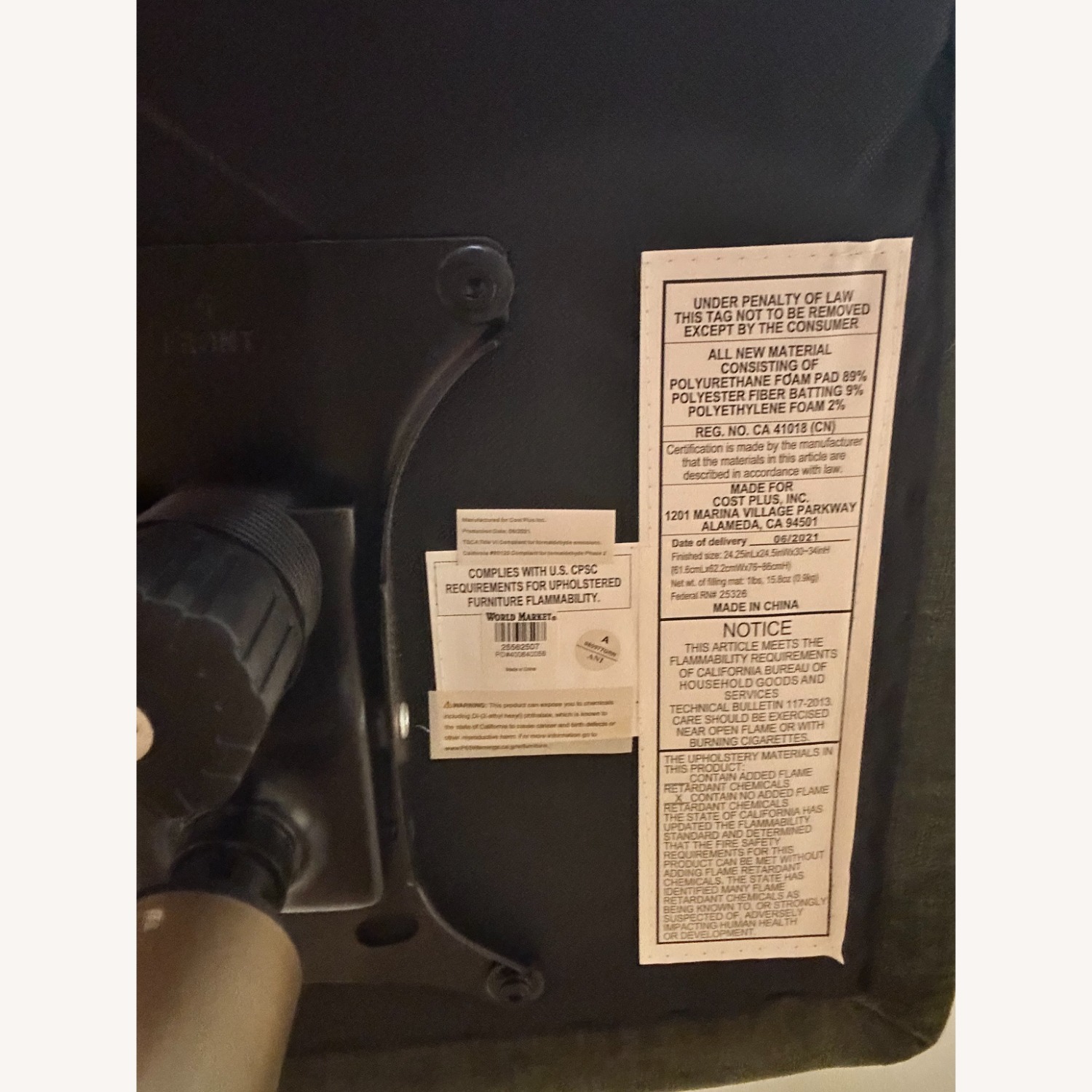 World Market Green Upholstered Chair w Brass Base - image-4