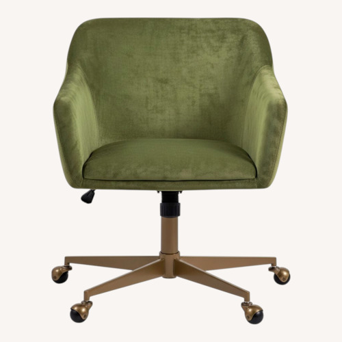 Used World Market Green Upholstered Chair w Brass Base for sale on AptDeco