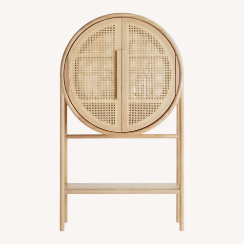 Used Crate & Barrel Natural Cane Bar Cabinet for sale on AptDeco