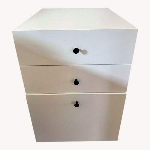 Used West Elm White (Wood Base) Nightstand for sale on AptDeco