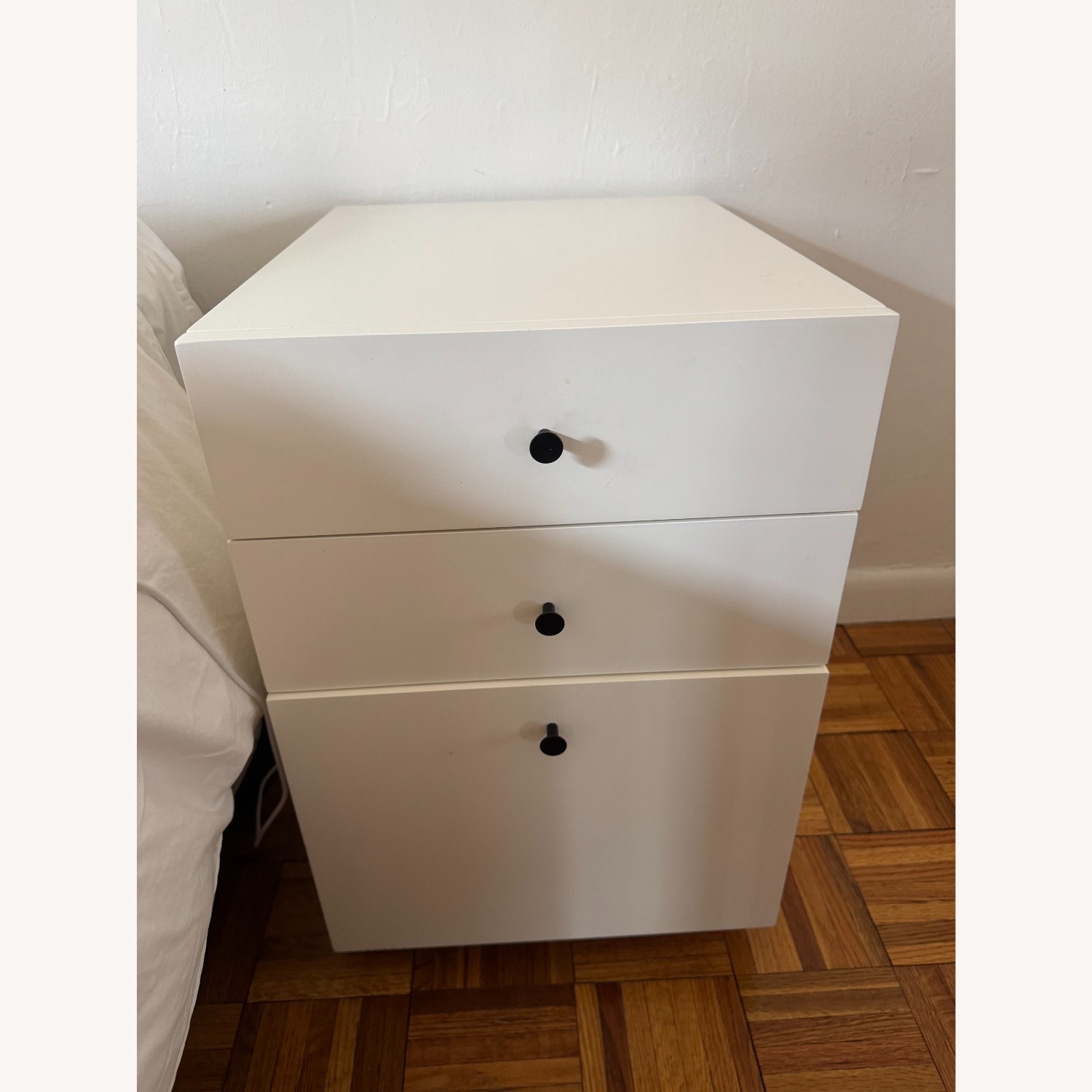 West Elm White (Wood Base) Nightstand - image-1