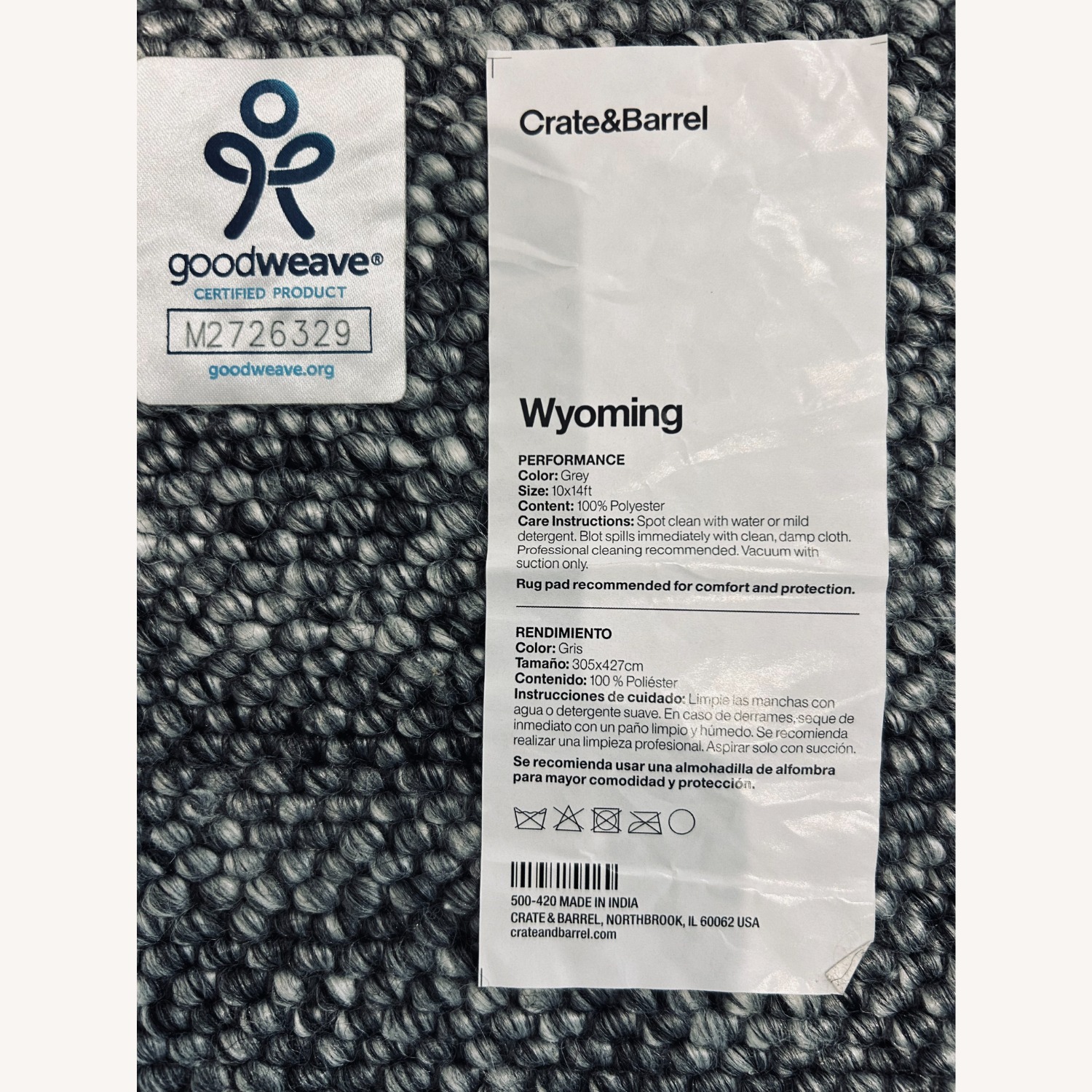 Crate & Barrel Wyoming Performance Handwoven Area Rug 10X14 - image-5