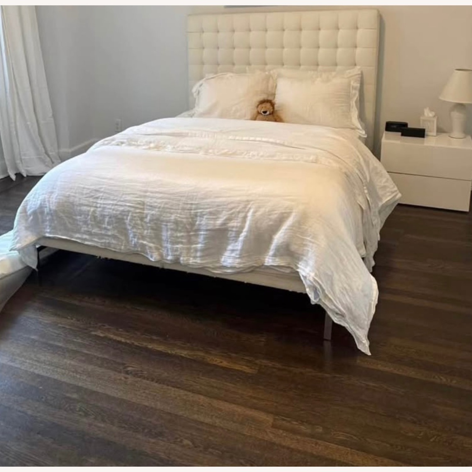 White Leather Queen Bed - image-1