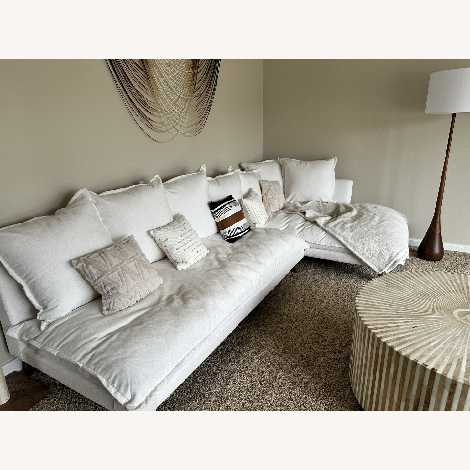 Joybird White Fabric 2 Piece Sectional - image-2