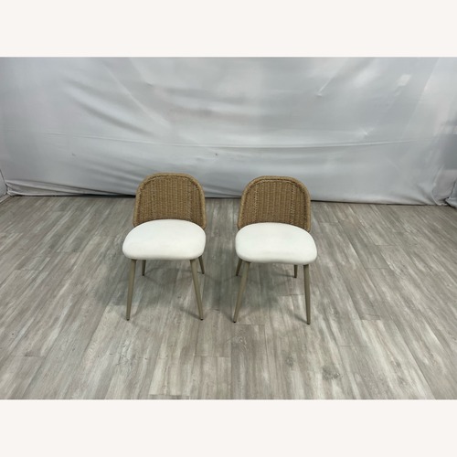 Used TOV Alexa Rattan  Fabric Dining Chair Set of 2 for sale on AptDeco