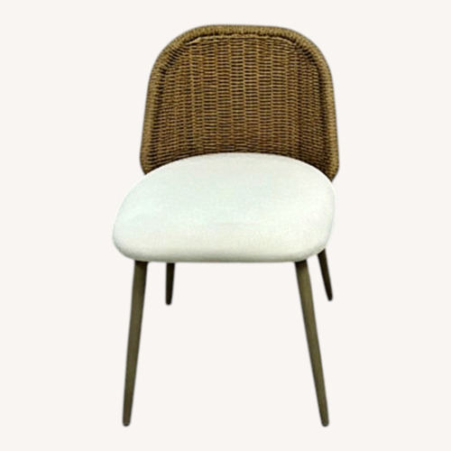 Used TOV Alexa Rattan  Fabric Dining Chair Set of 2 for sale on AptDeco