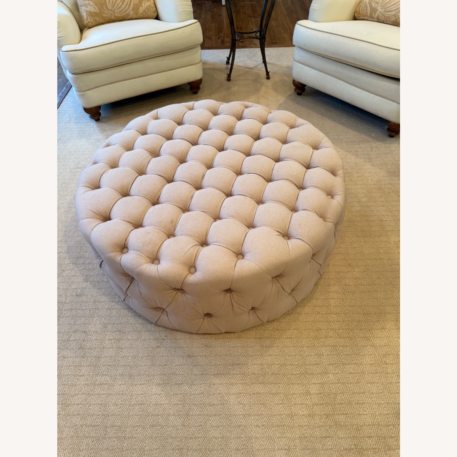 Safavieh Charlene Light Gray Fabric Ottoman - image-1