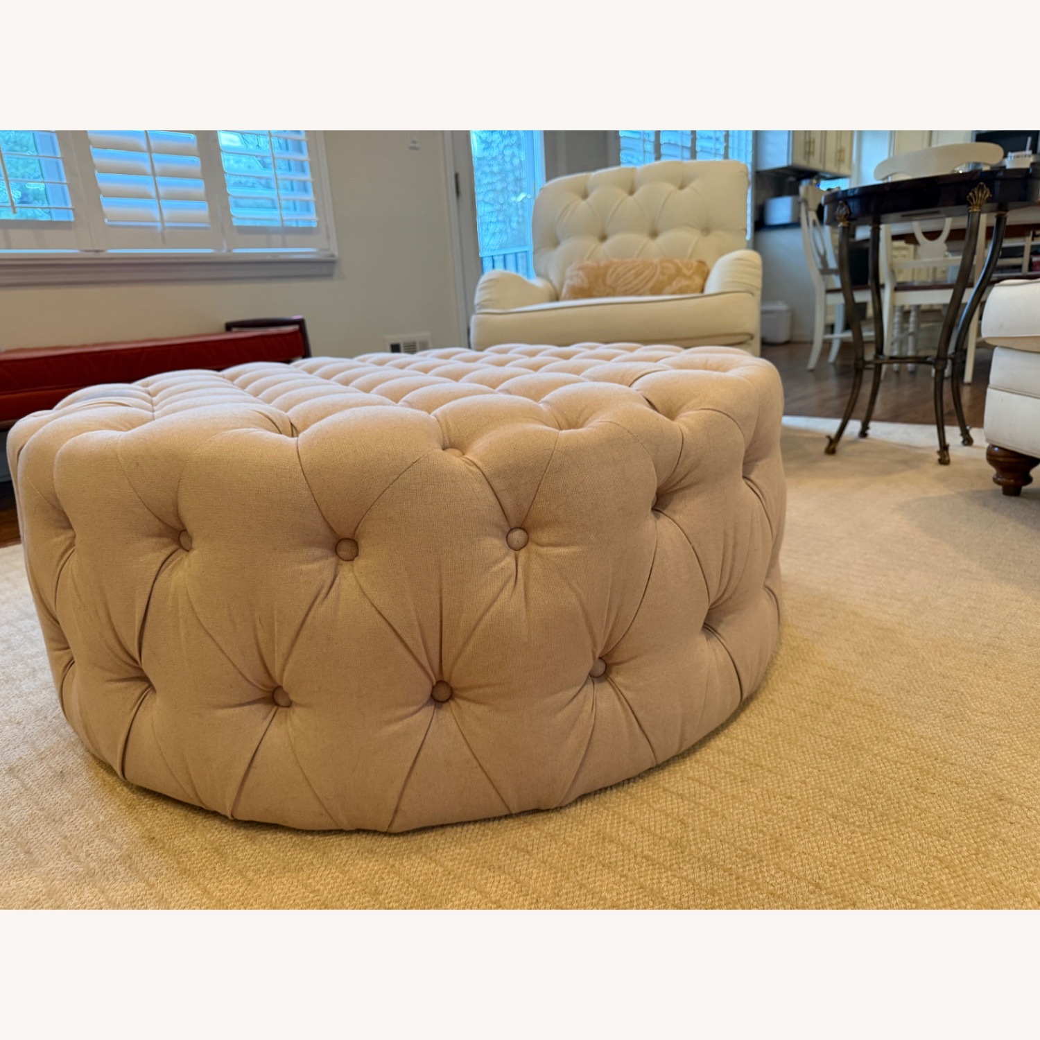 Safavieh Charlene Light Gray Fabric Ottoman - image-2