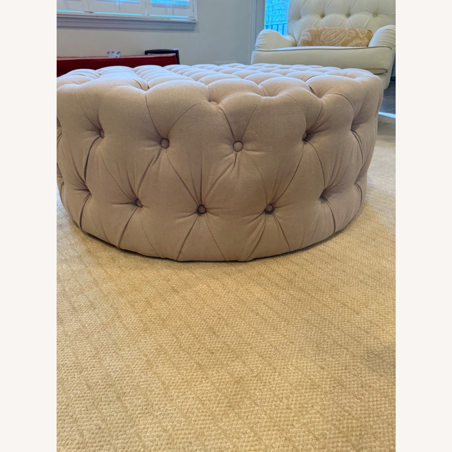 Safavieh Charlene Light Gray Fabric Ottoman - image-3