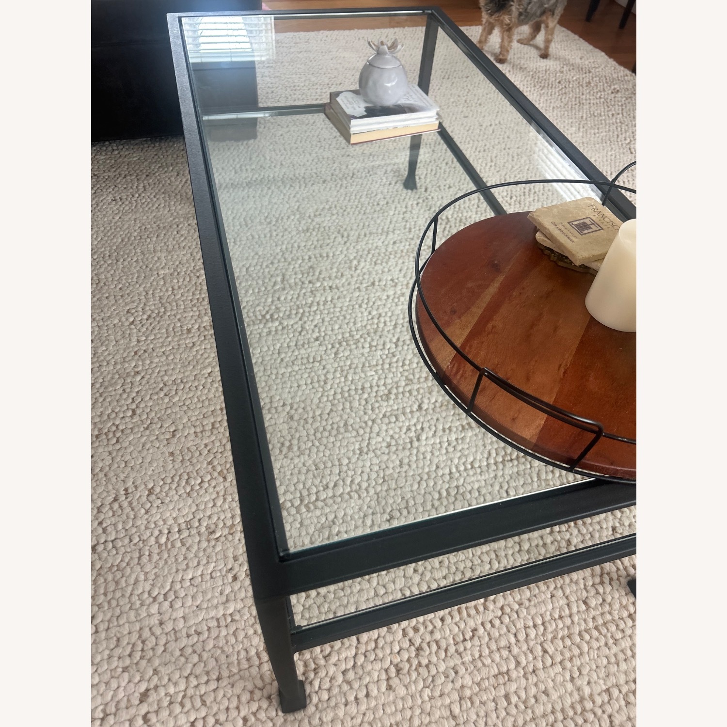 Pottery Barn Tanner Black Glass Coffee Table - image-3