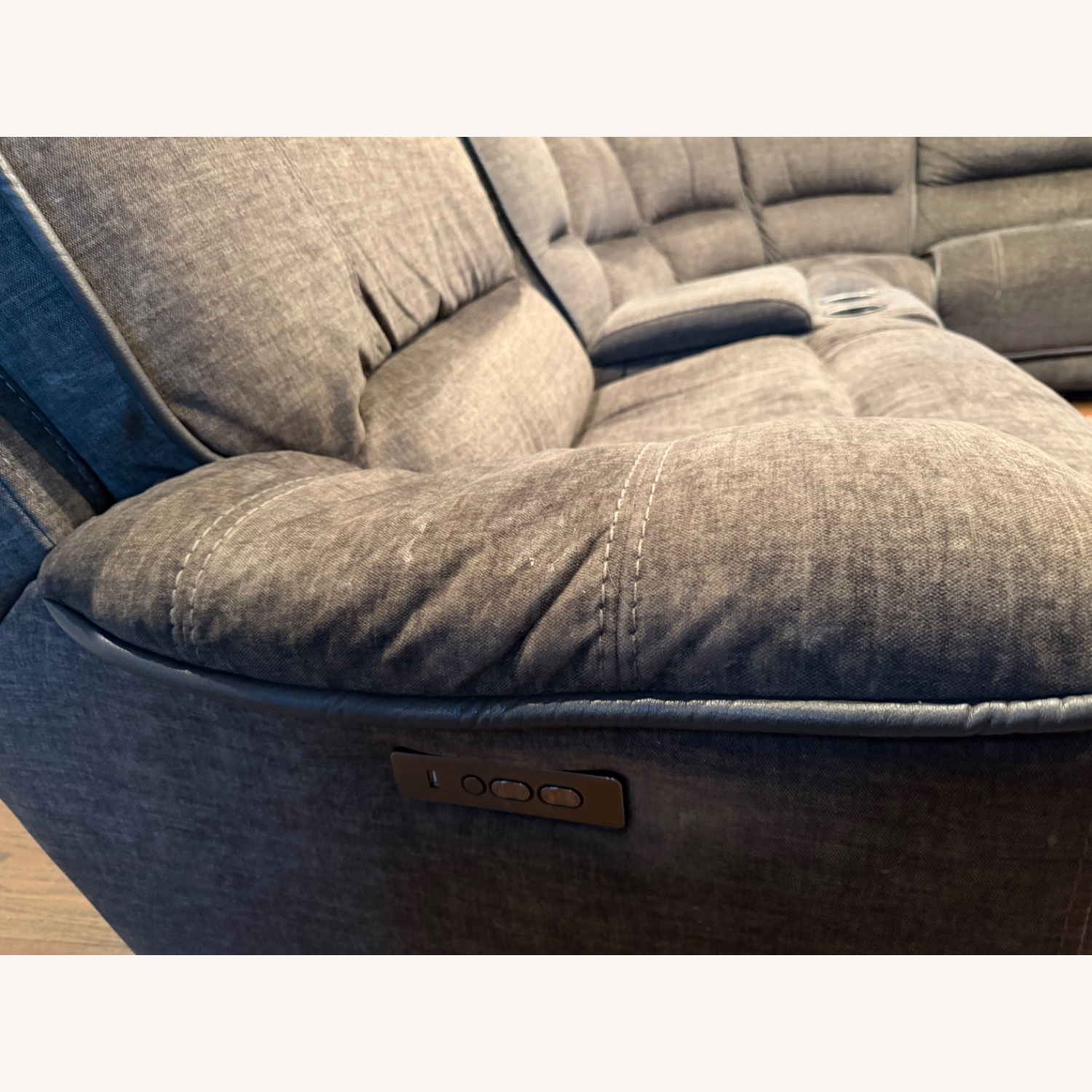 Costco Fabric Power Reclining Headrest Sectional - image-3