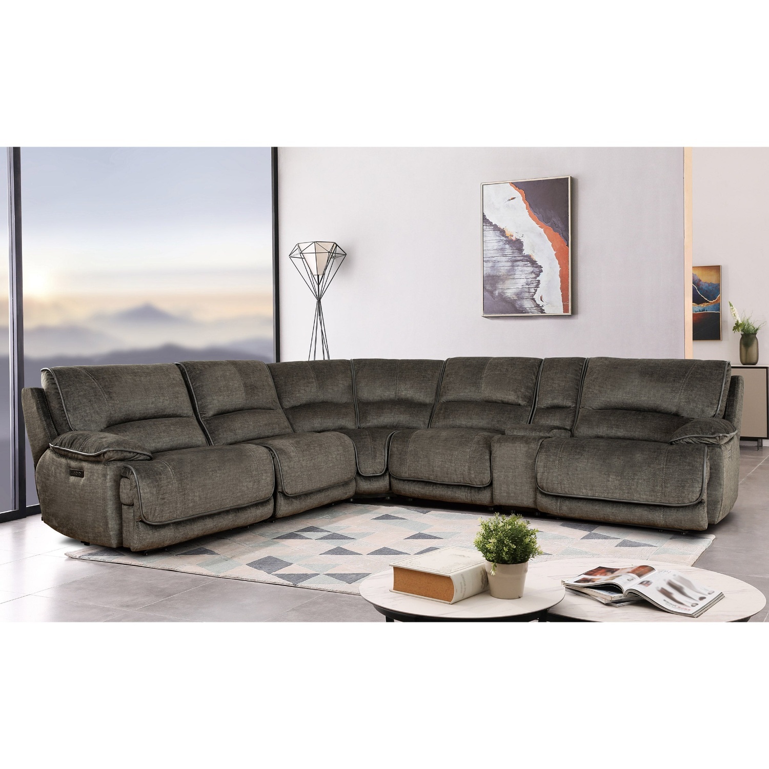 Costco Fabric Power Reclining Headrest Sectional - image-4