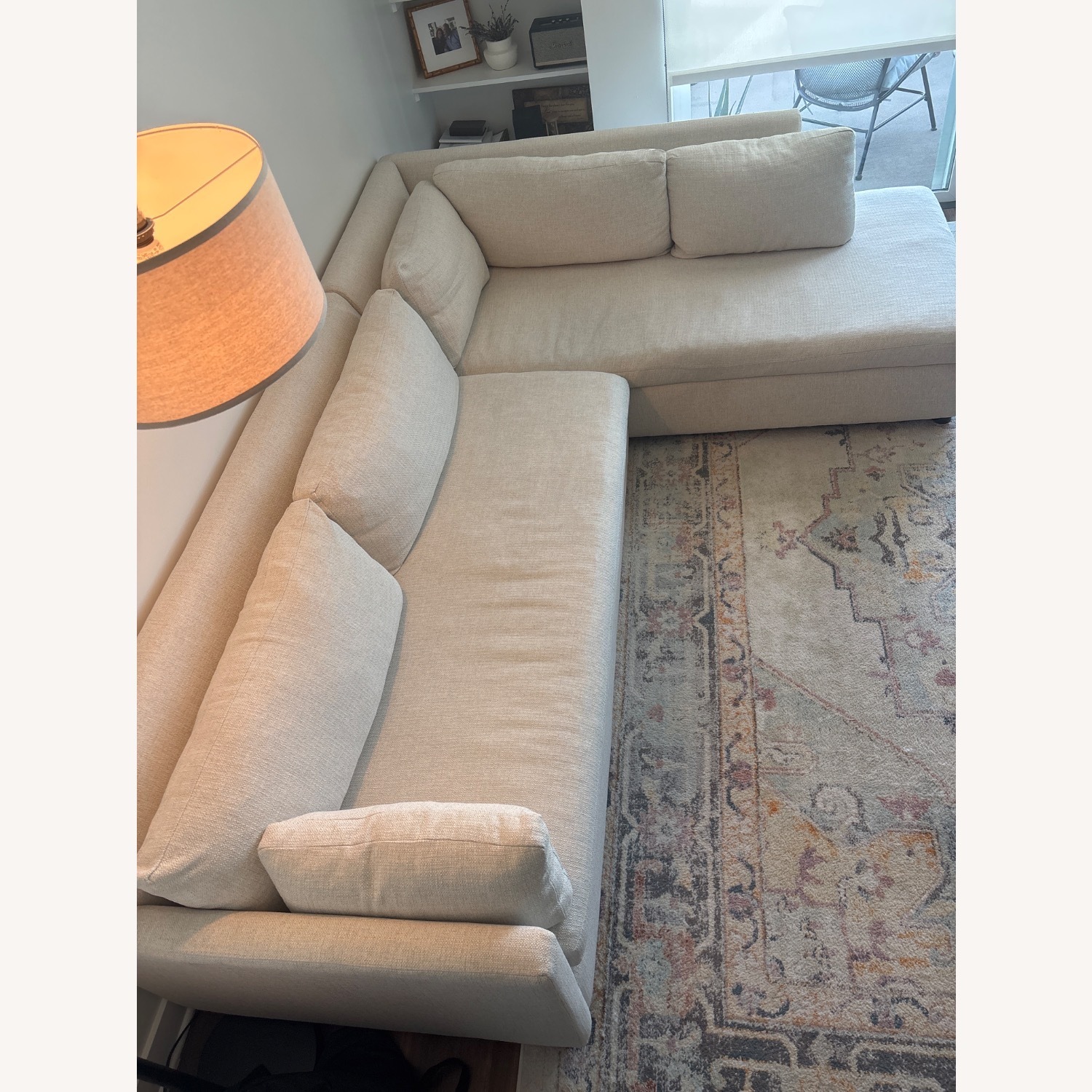 West Elm Natural Fabric 2 Piece Sectional - image-1