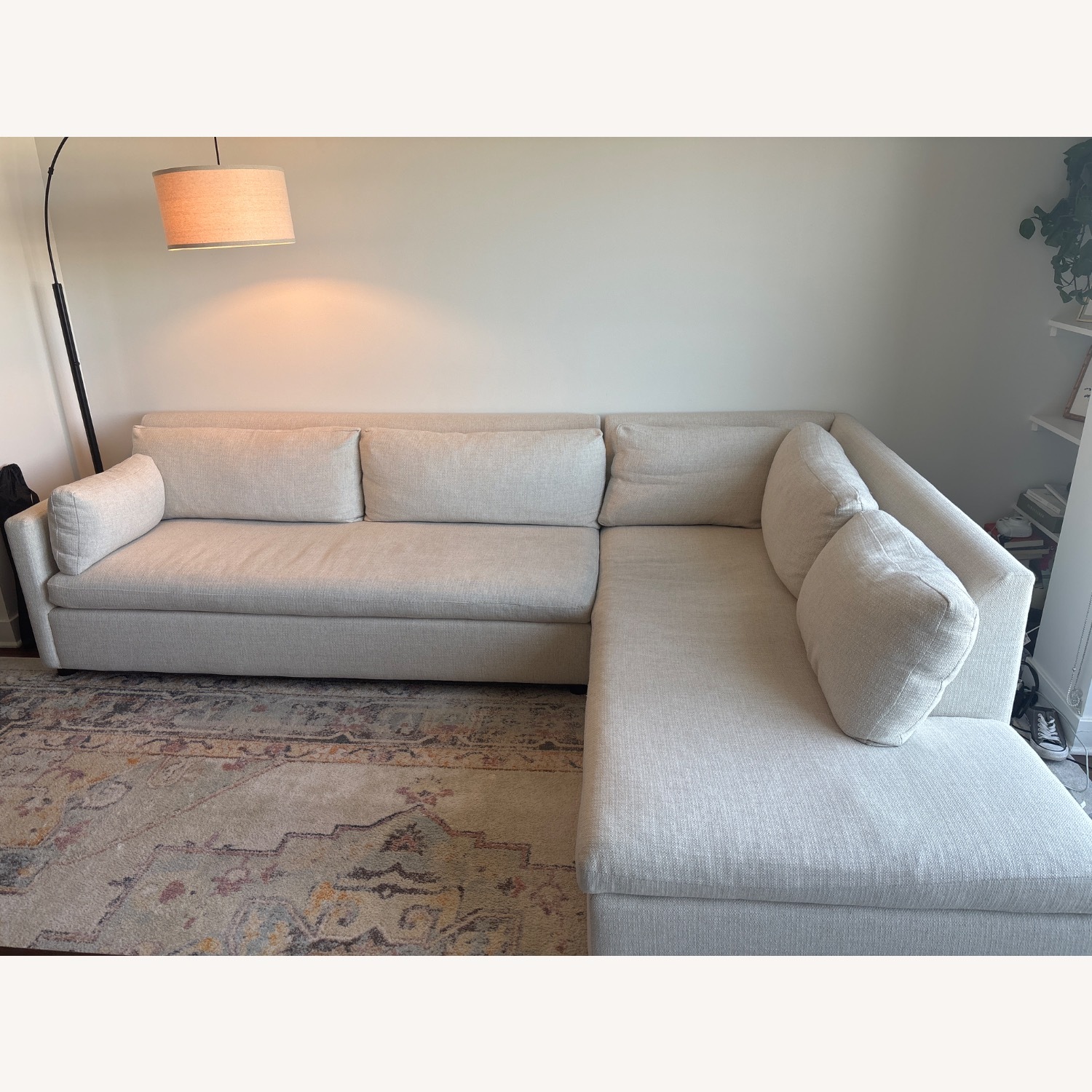 West Elm Natural Fabric 2 Piece Sectional - image-2