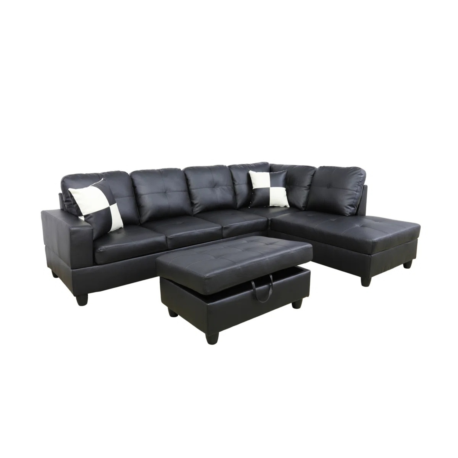 Wayfair Black Leather 3+ Piece Sectional - image-17