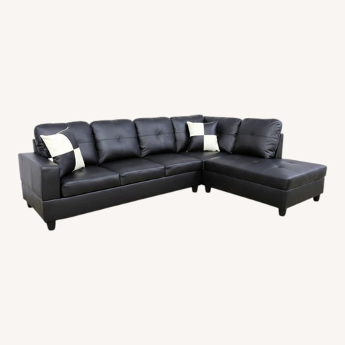 Used Wayfair Black Leather 3+ Piece Sectional for sale on AptDeco