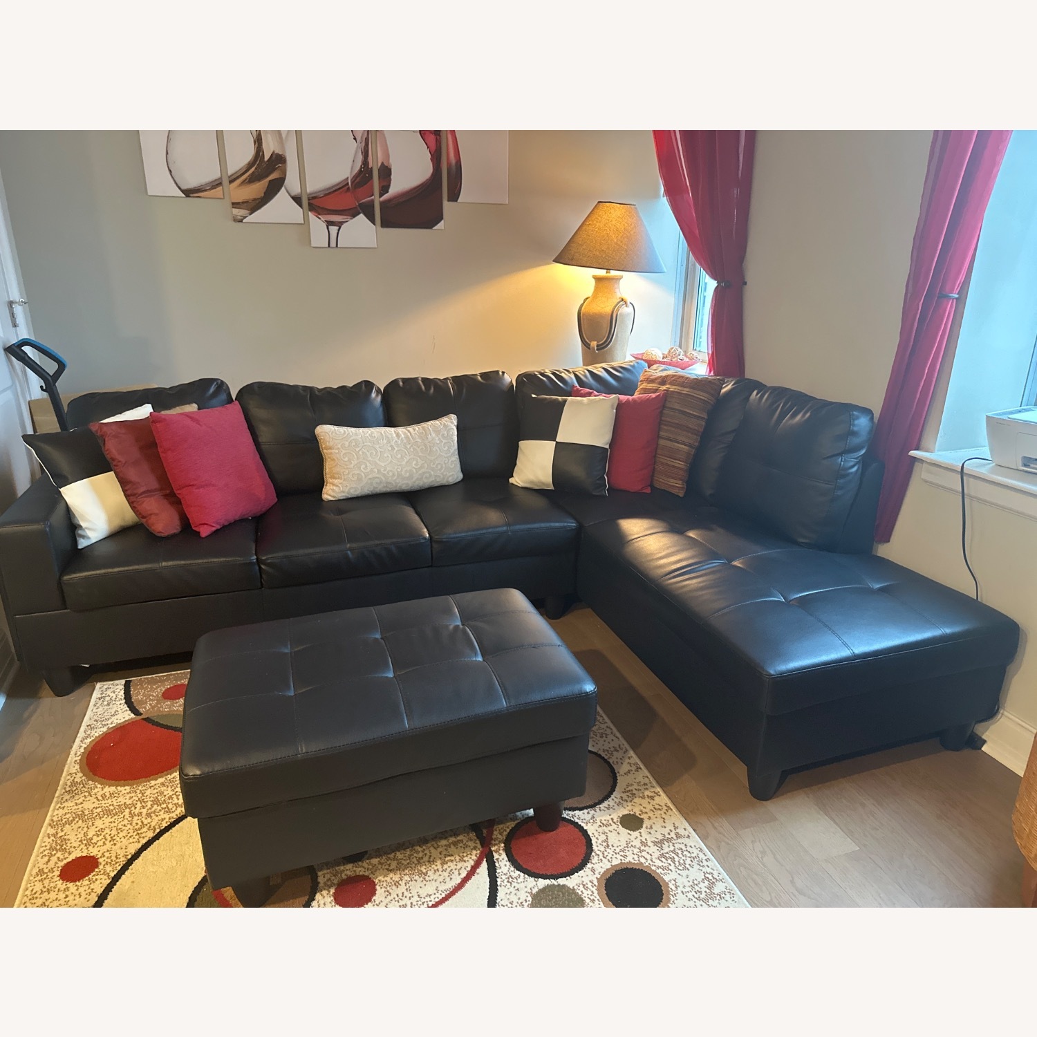 Wayfair Black Leather 3+ Piece Sectional - image-1