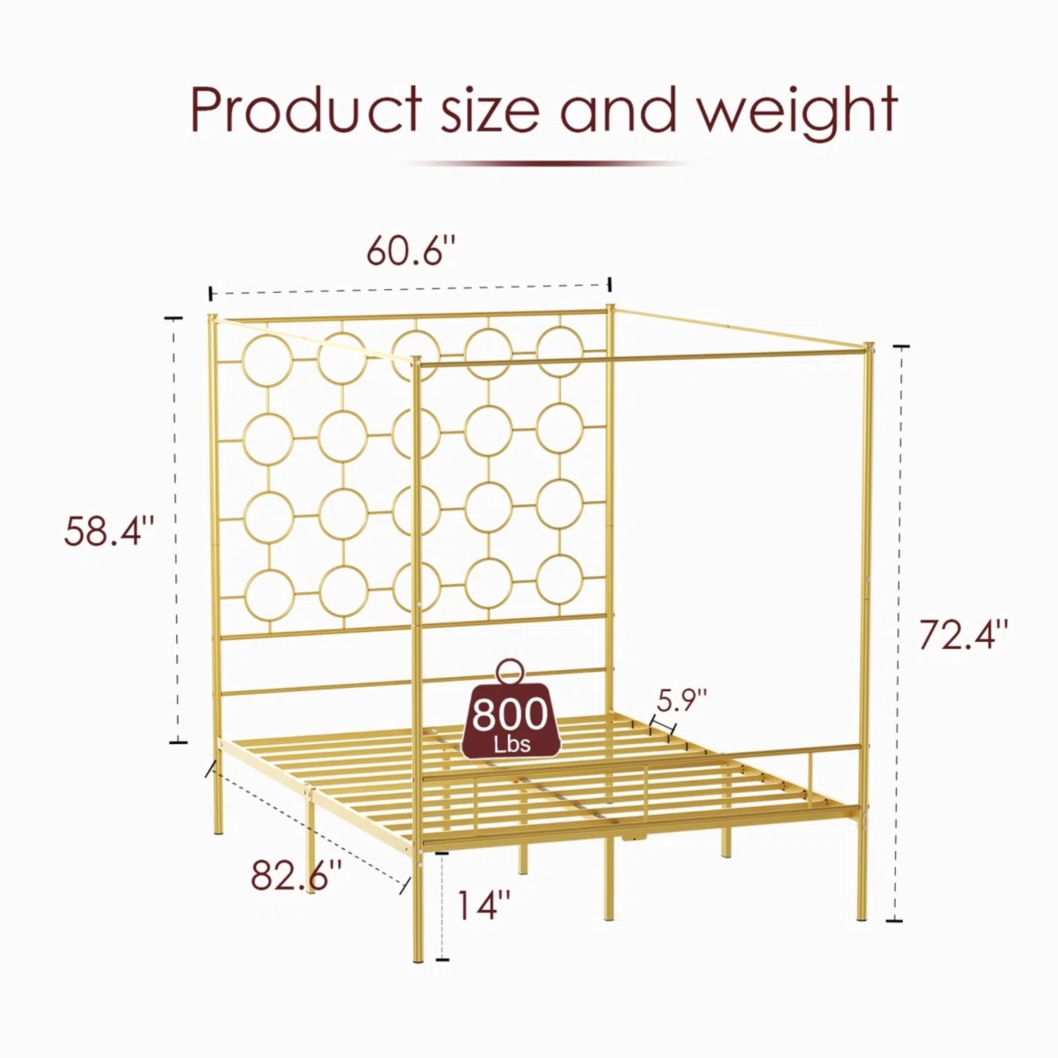 Wayfair Gold Headboard Queen Size Bed  - image-5