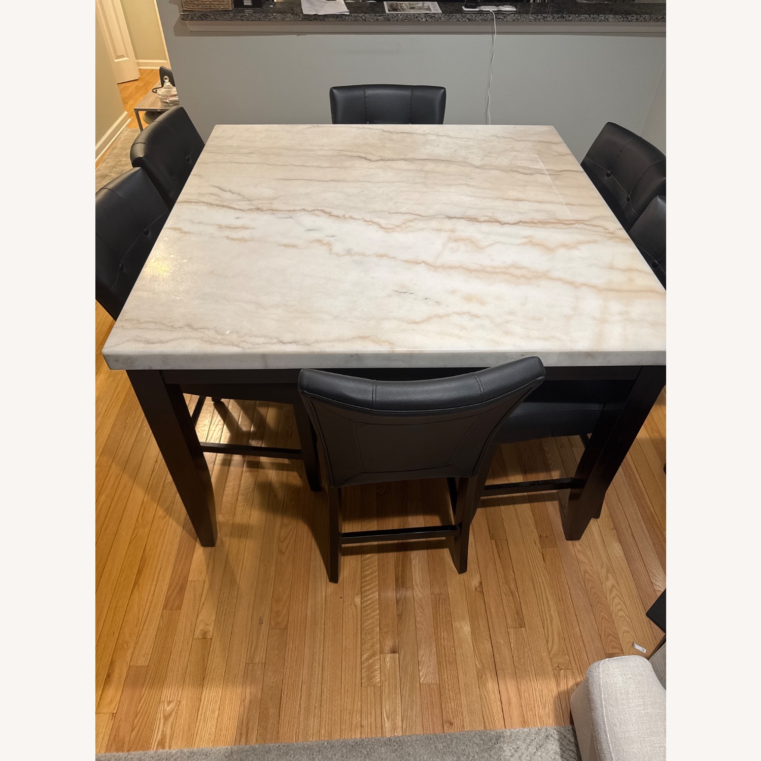 Marble Top Dining Table + 6 Chairs - image-1