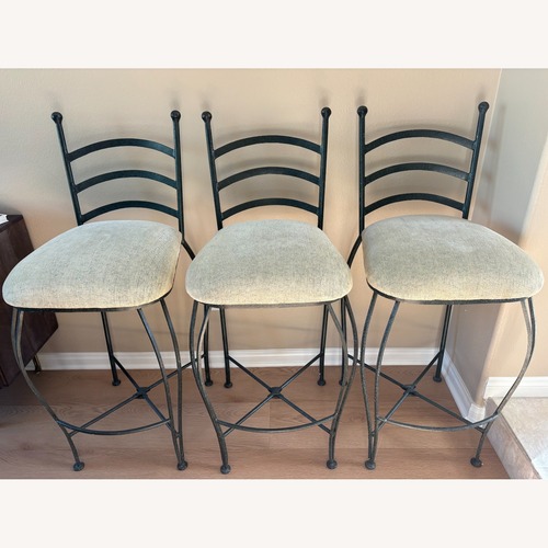 Used Vintage Wrought Iron Upholstered Bar Stools for sale on AptDeco
