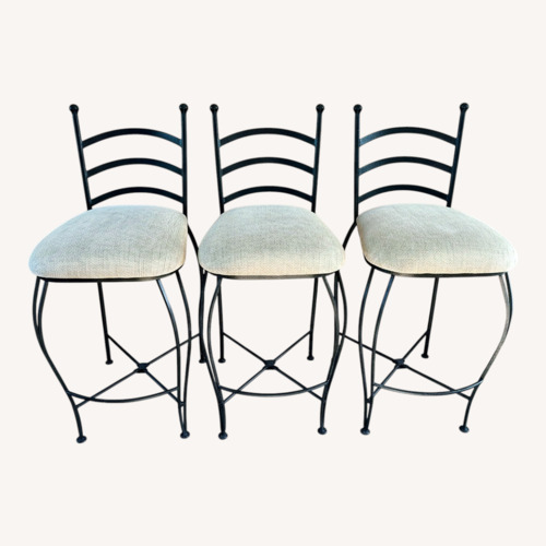 Used Vintage Wrought Iron Upholstered Bar Stools for sale on AptDeco