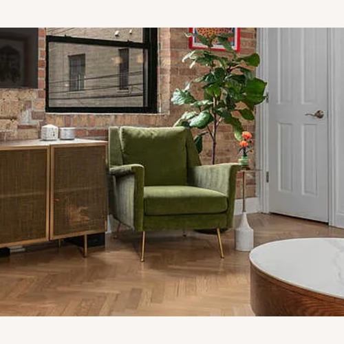 Used West Elm Carlo Mid-Century Chair Green Armchair for sale on AptDeco