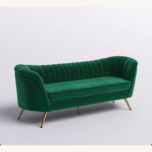 Used Wayfair Green Velvet Fabric Loveseat for sale on AptDeco