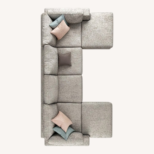 Used Large Velvet Velour Sectional with Accent Pillows for sale on AptDeco