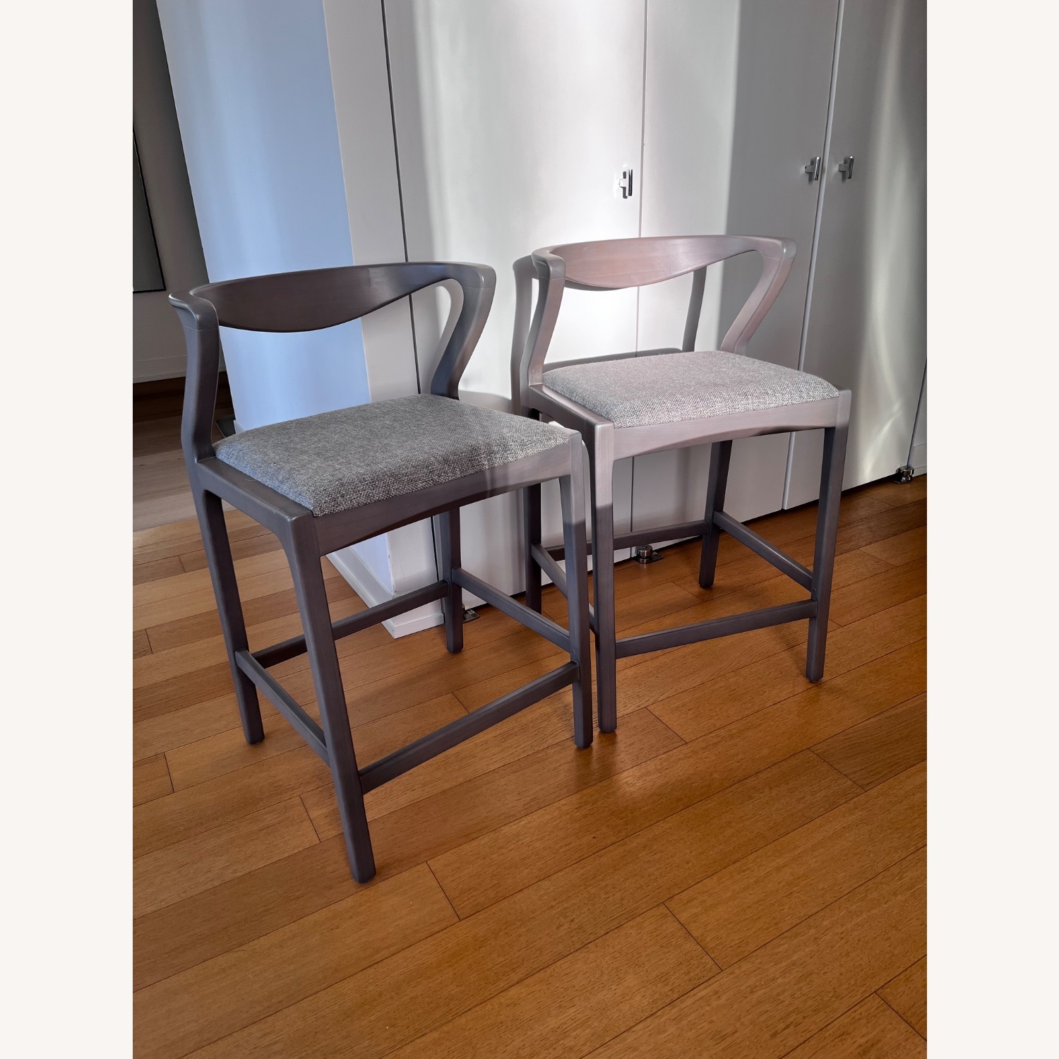 Sossego Duda Light Gray Wood Stools - image-1
