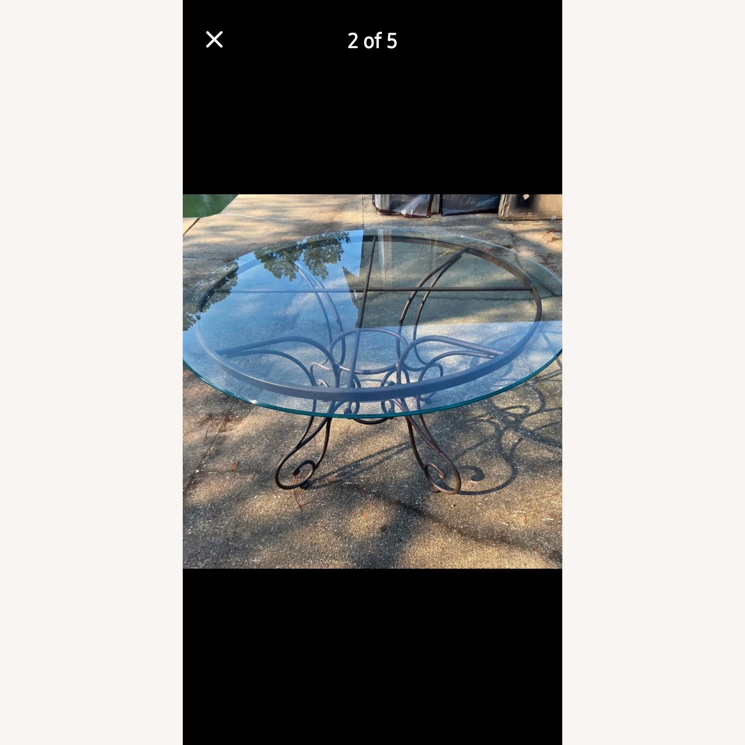 Glass Patio Table with Wrought Iron Legs - image-2