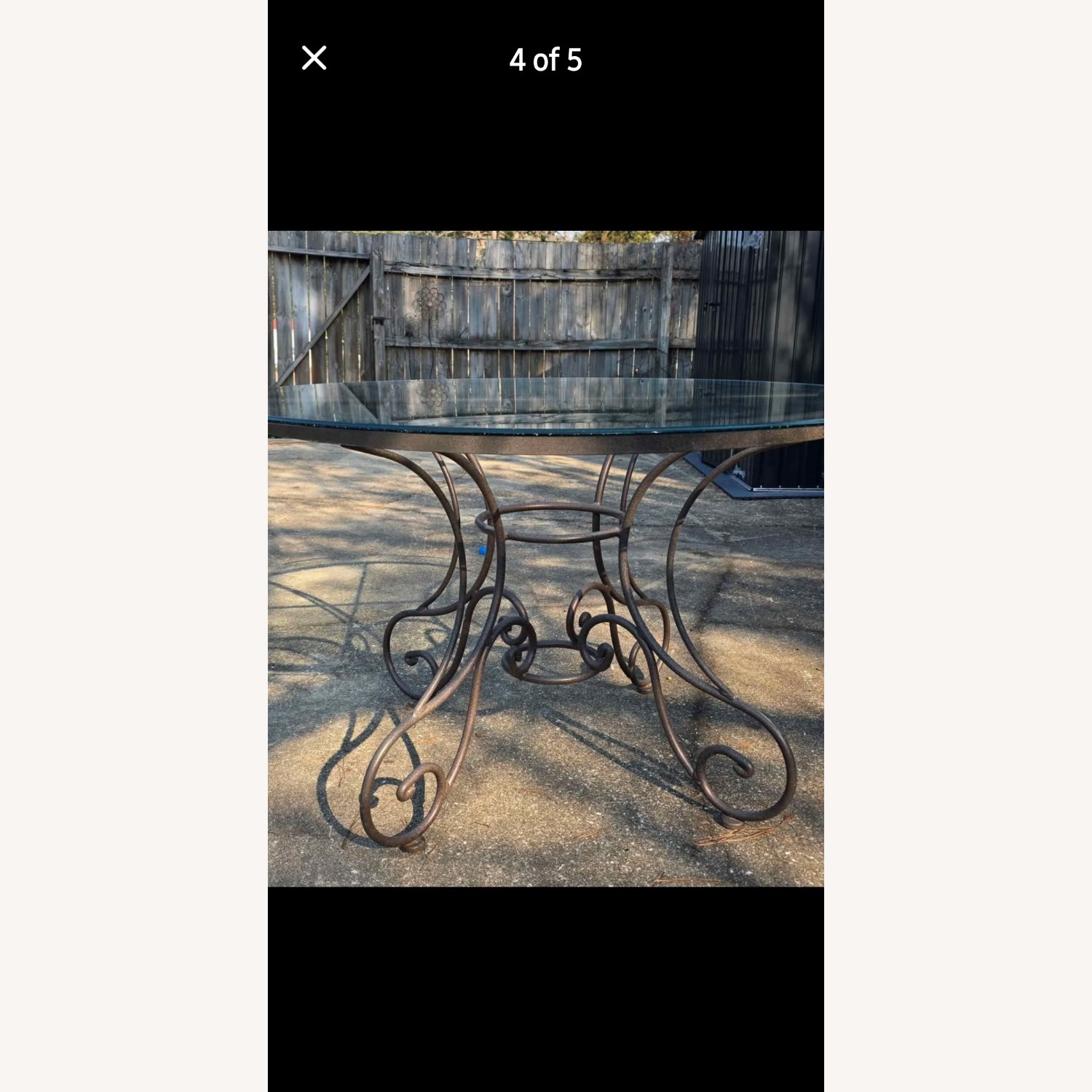 Glass Patio Table with Wrought Iron Legs - image-3