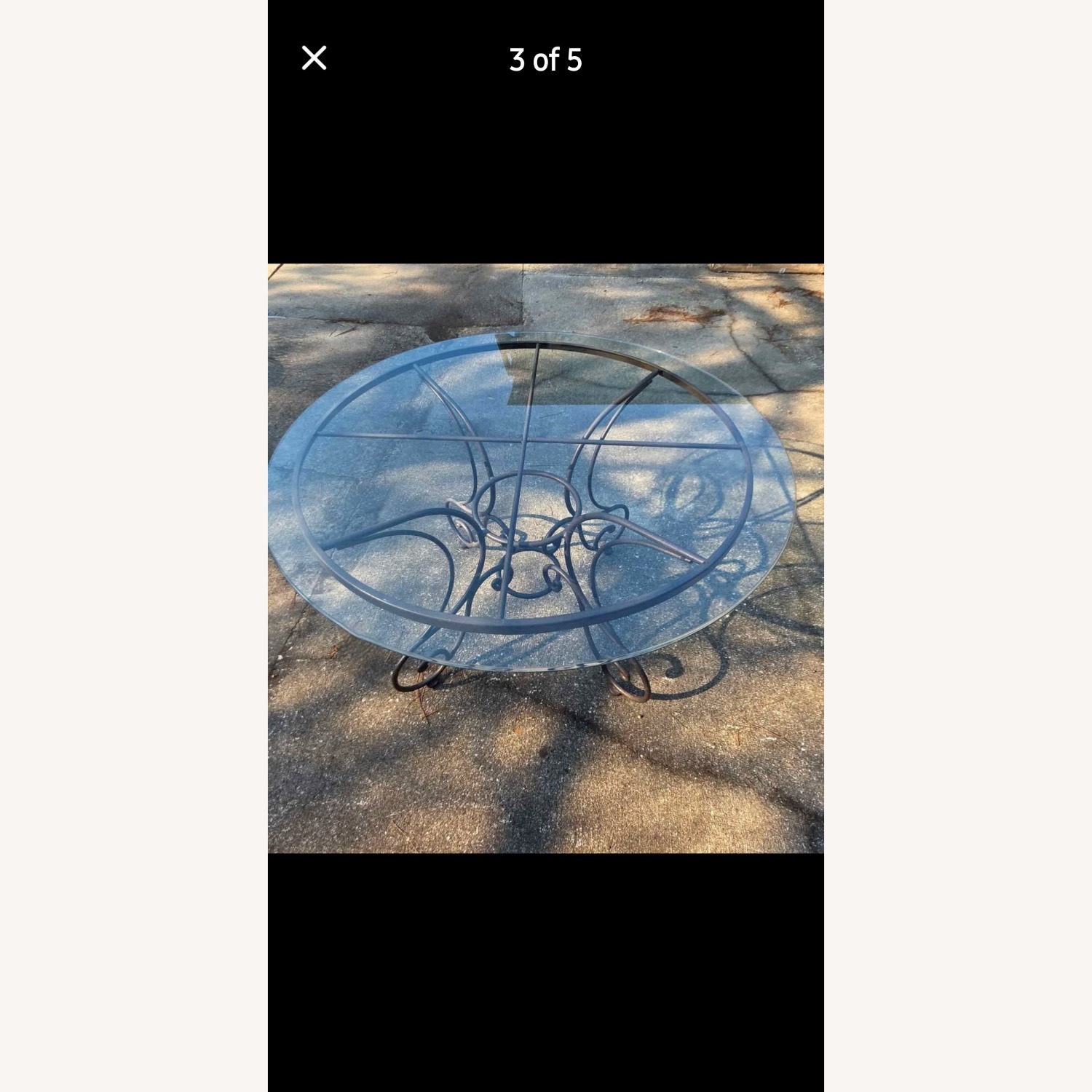 Glass Patio Table with Wrought Iron Legs - image-5