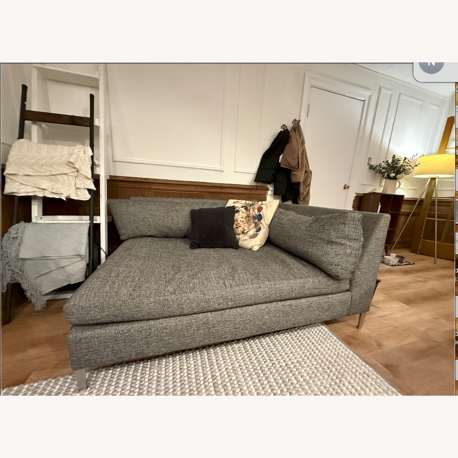 CB2 Decker Light Gray Fabric Chaise Lounge - image-2